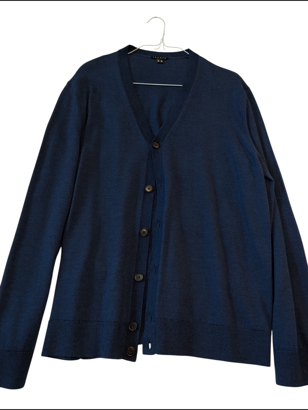 Men's Navy V-Neck Button Cardigan Sweater